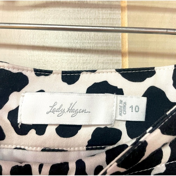 Lady Hagen Black White Brown Animal Print Side Slit Skorts Sz 10 - Picture 3 of 8